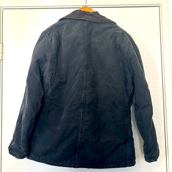 Vintage Carhartt Black Canvas Quilted Corduroy Collar Chore Work Jacket Size 48 - Picture 2 of 12